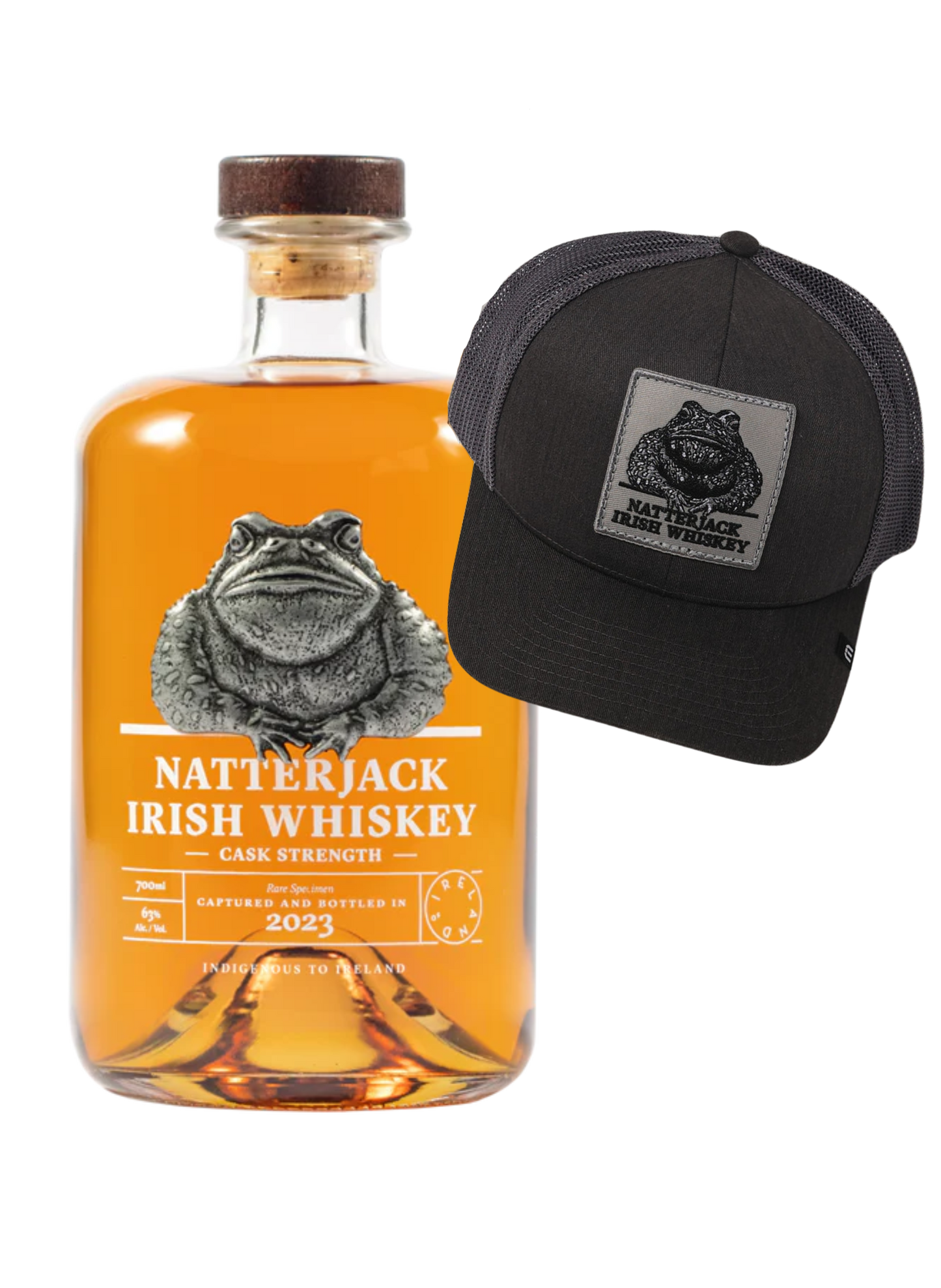 Charcoal Gray Trucker Hat + Whiskey